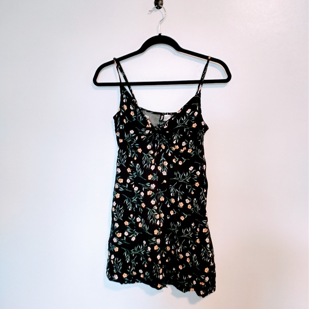 H&M divided floral black mini dress size small